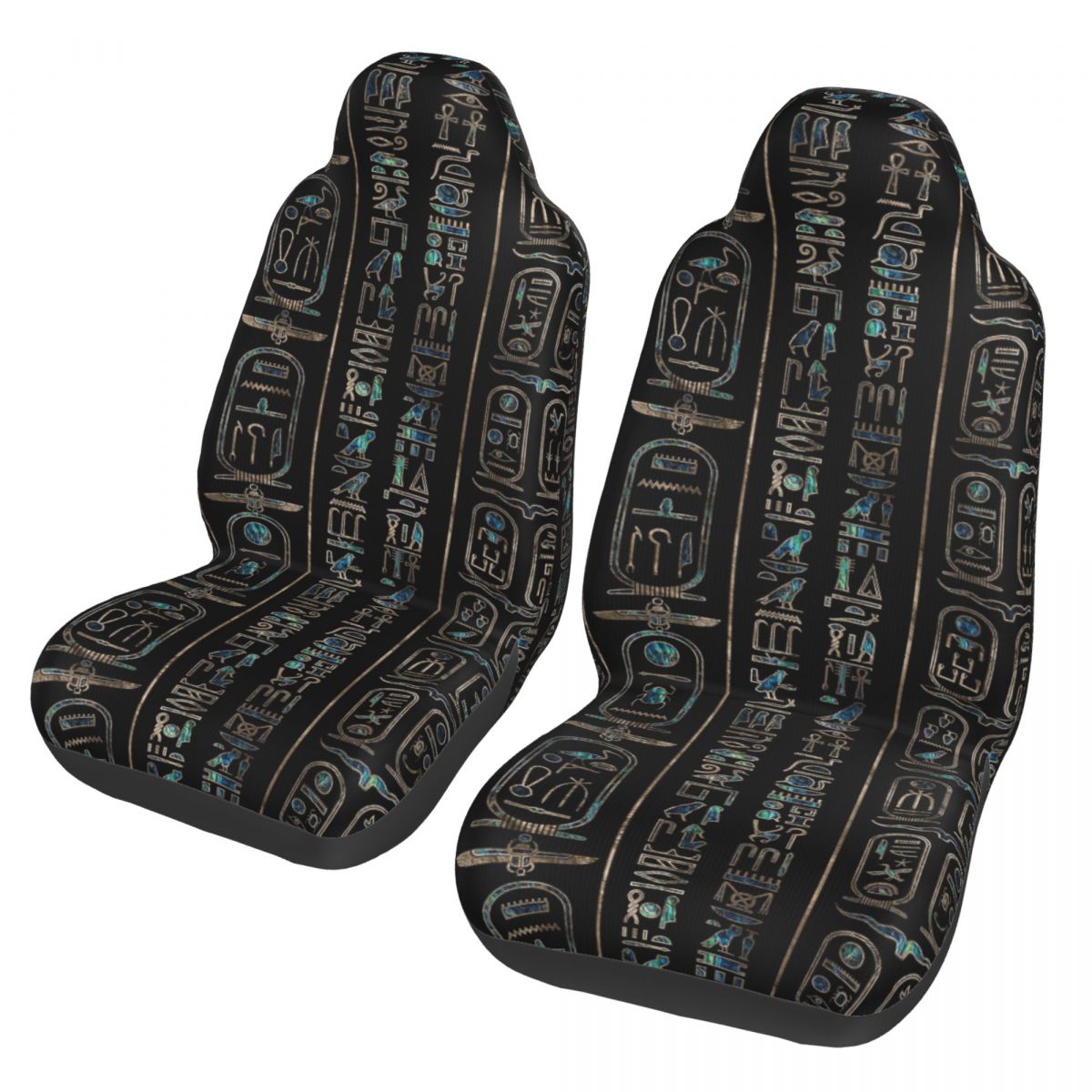 Car Accessories Egypt - ลายอักษรอียิปต์โบราณ ผ้าคลุมเบาะรถยนต์ อุปกรณ์ตกแต่งภายในสำหรับผู้หญิง ผ้าคลุมเบาะรถยนต์ลายอียิปต์โบราณ ใยไฟเบอร์ ตกปลา