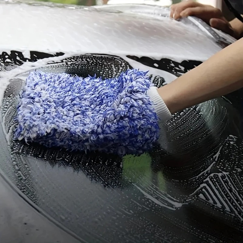 Car Accessories Must Have - ถุงมือทำความสะอาดรถยนต์ความหนาแน่นสูง 2 ชิ้น - ไมโครไฟเบอร์นุ่ม ไม่เกิดรอยขีดข่วนสำหรับล้างรถ