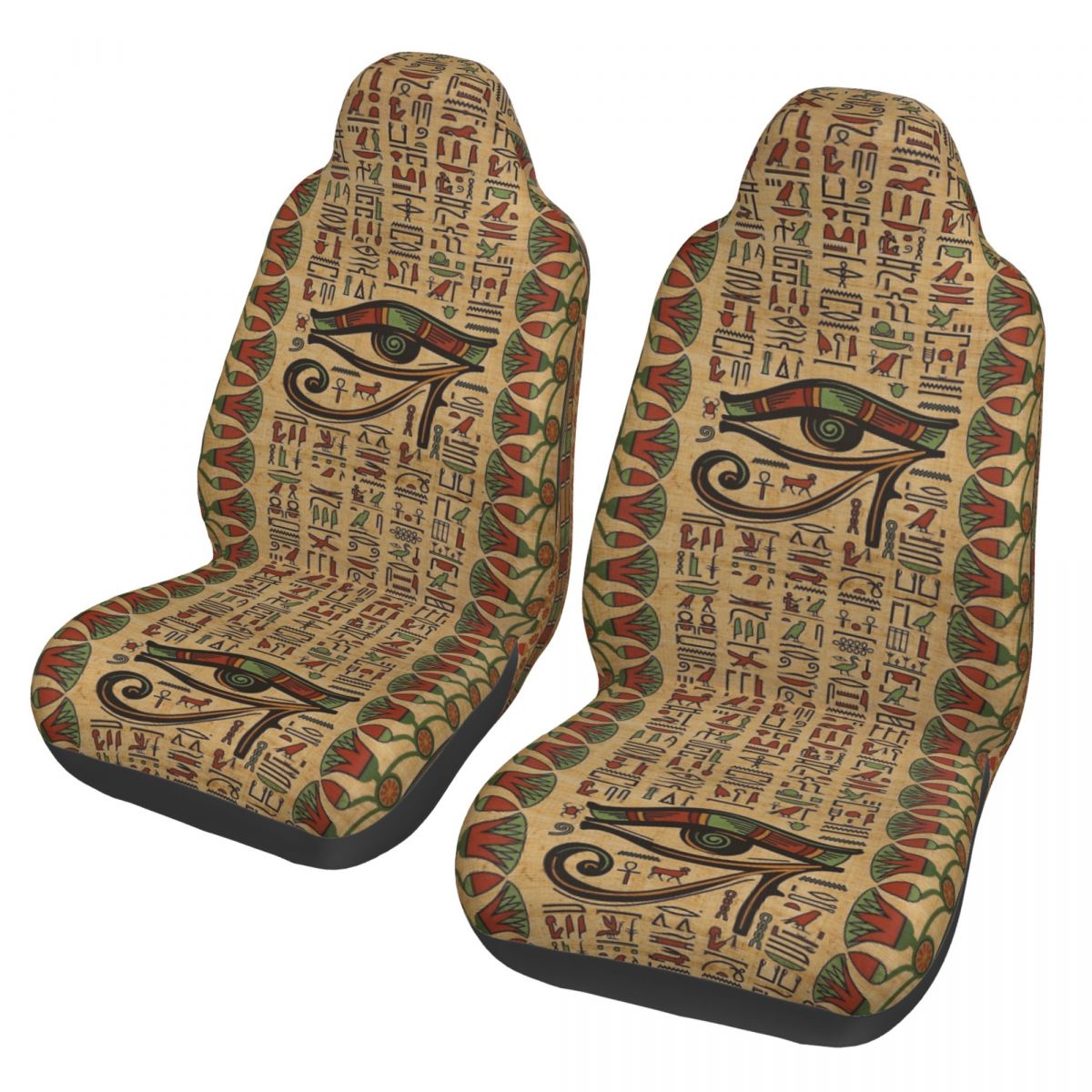 Car Accessories Egypt - ฝาครอบเบาะรถยนต์ลายดวงตาแห่งฮอรัสของอียิปต์ เหมาะสำหรับทุกรุ่น ฝาครอบเบาะรถยนต์ลายอียิปต์โบราณ อุปกรณ์ตกแต่งรถยนต์จากเส้นใย