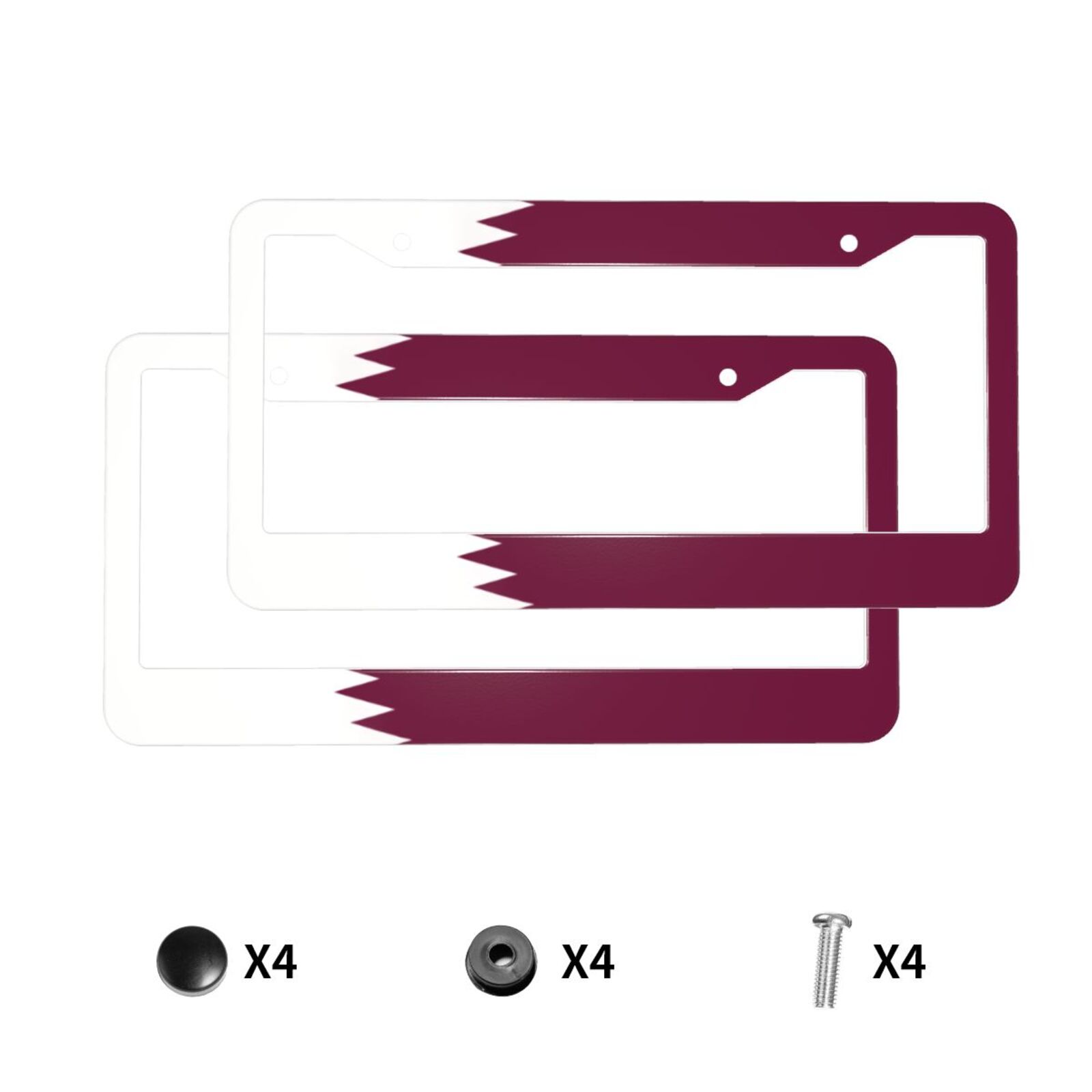 Car Accessories Qatar - ที่ยึดป้ายทะเบียนลายธงชาติกาตาร์ สแตนเลสสีสันสดใส อุปกรณ์ตกแต่งรถยนต์ ป้ายทะเบียนตกแต่งสุดฮา พร้อมสกรู
