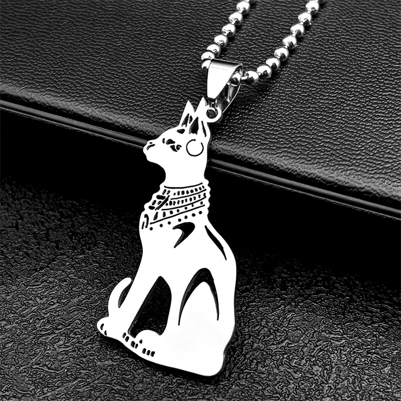 Car Accessories Egypt - สแตนเลสอียิปต์ Cat Bastet รถพวงกุญแจแขวนตกแต่งรถ Charm ด้านหลังดูกระจกอุปกรณ์ตกแต่งจี้เครื่องประดับ