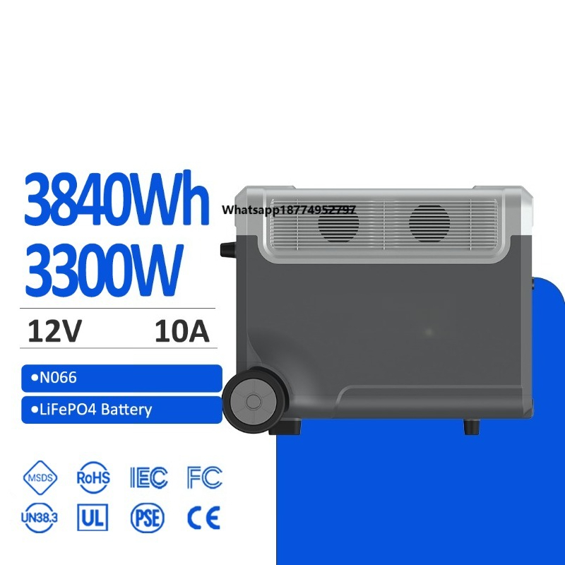 Portable Jump Starter - สถานีพลังงานแบบพกพา SAMAS 3840wh3300W พร้อมแบตเตอรี่เสริม ชาร์จพลังงานแสงอาทิตย์ได้ อินเวอร์เตอร์คลื่นไซน์บริสุทธิ์