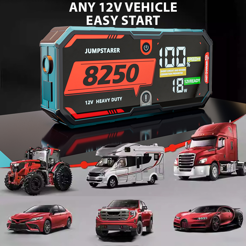 Portable Jump Starter - แบตเตอรี่รถยนต์ 8250 จัมป์สตาร์ทเตอร์ 12V โปรพกพา บูสเตอร์