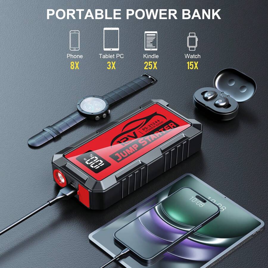 เครื่องจั๊มพ์สตาร์ทรถยนต์ 8000 - Portable Jump Starter บทวิจารณ์และราคา
